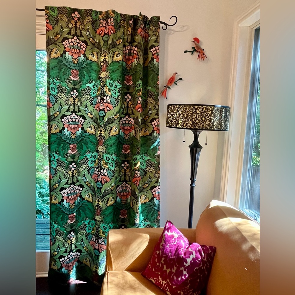 Green Floral Damask Curtains